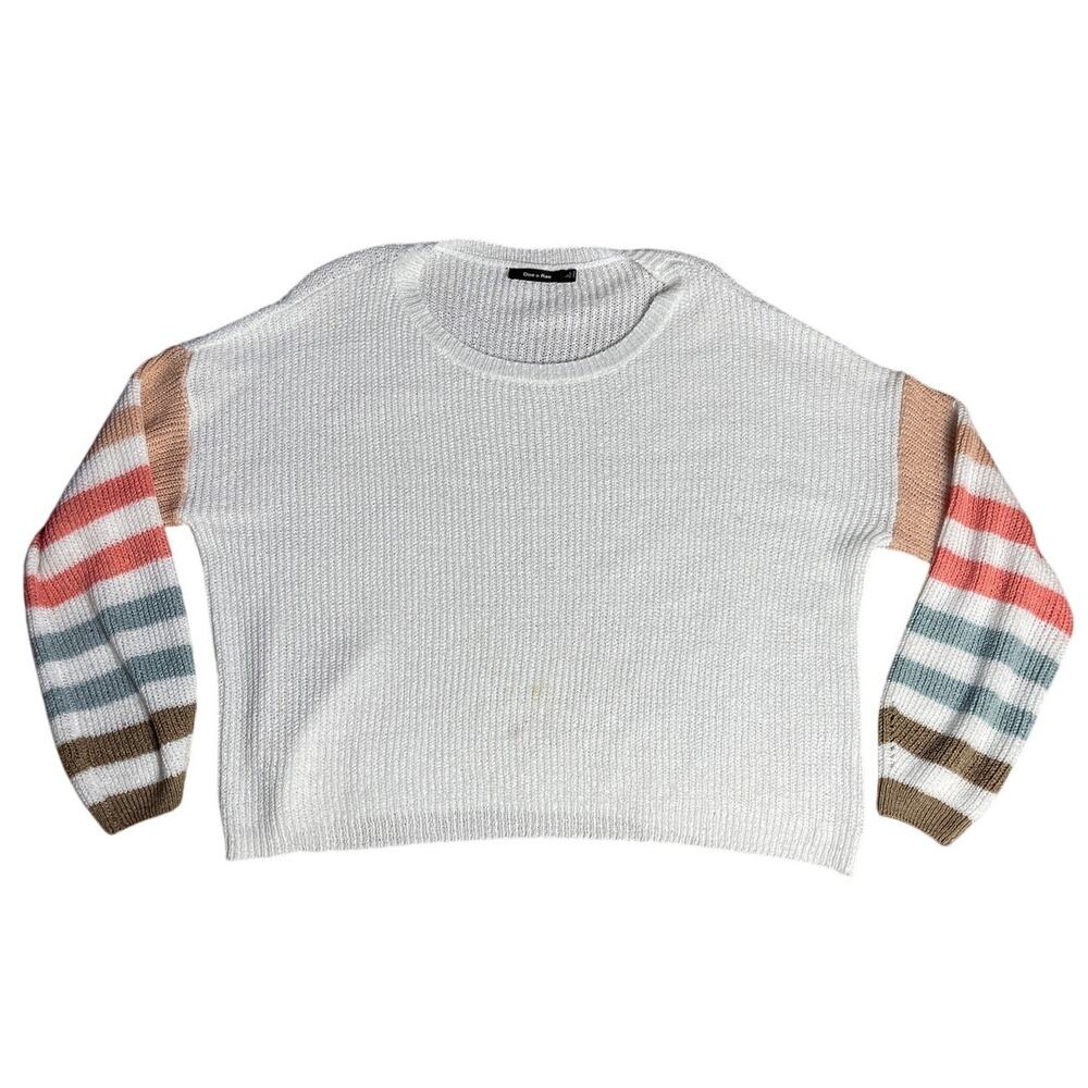 Doe & Rae Oversized Bobo Rainbow Balloon‎ Sleeve Beach Sweater Size Large